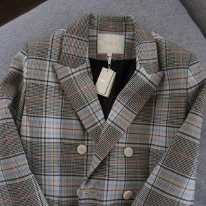 Maje Light brown Checkered pattern Jacket and skort set(Jacket size36, Skirt 38)